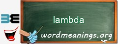 WordMeaning blackboard for lambda